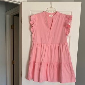 Entro Pink Sleeveless Sundress with Flutter Sleeves